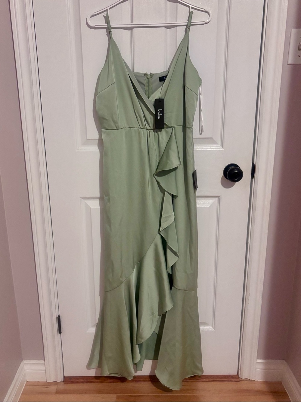 Lulu's Sage Green Ruffle Maxi Dress - Picture 3 of 5